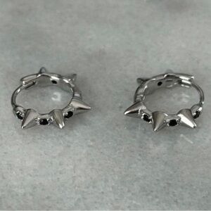 New Drop! Silver Black Crystal Spike Huggie Hoop Earrings 

Brand New